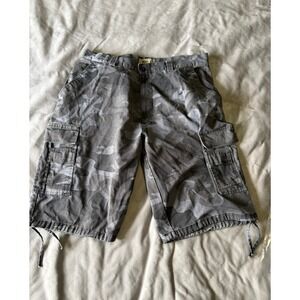 BTL Mens Grey Camo Cargo Shorts Size 40 Grey Charcoal Camouflage Utility